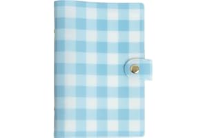 Pearhead Blue Gingham 5x7 Binder Journal with Snap Closure – 1 Inch Round Ring 6 Ring Refillable Notebook – 100 Lined College