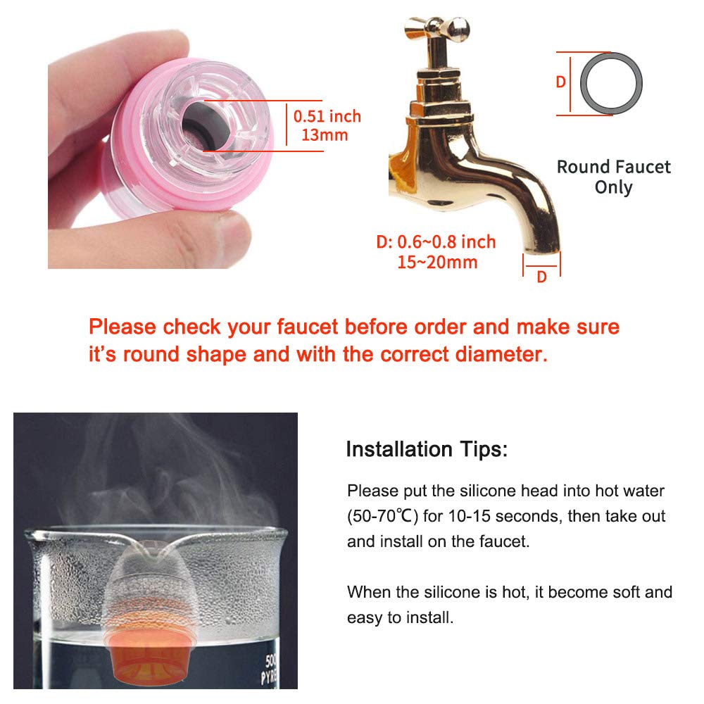 2 Pack Faucet Water Filters - Water Purifier Faucet Kitchen Faucet Water Filter with a Filter Element No-Cracking No-Leakage Fast Flow Kitchen Faucet Water Filter Fits Standard Faucets, Easy Install: Industrial & Scientific