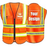 High Visibility Reflective Safety Vest Customize Logo With 5 Pockets Hi Vis Vest Outdoor Protective Workwear