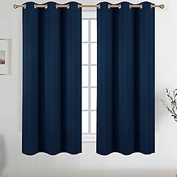 Diraysid Navy Blue Grommet Blackout Curtains for