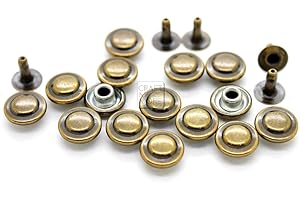 CRAFTMEMORE 3/8" Fancy Leather Rivets Round Rapid Rivet Studs for Bags Belts Bracelets Decoration (50 Pieces, Round Layer)