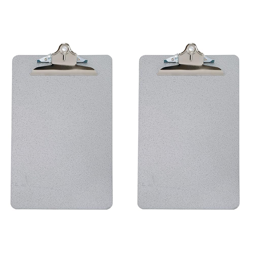 Q-Connect Foolscap/A4 Steel Clipboard - Grey (Pack of 2)