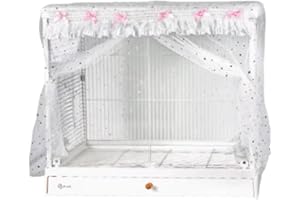Bird Cage Seed Catcher, Stretchy Mesh Skirt Cover for Round Square Cages, Sheer and Breathable Parrot Nylon Mesh Net Cover, S