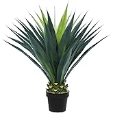 Keeplush 3ft Artificial Agave Plant, 38 Inch Tall Faux Agave Plants in Black Pot, Fake Floor Plant Outdoor Indoor for Front Porch Patio Home Office Door Step Hotel Desert Style Decor 1PCS
