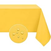 Softalker Rectangle Tablecloth, Waterproof Table Cloths Wrinkle Free Fabric Washable Polyester Table Cover for Dining Tables Party Outdoor Camping Parties Buffet - 60 x 84 inch, Yellow