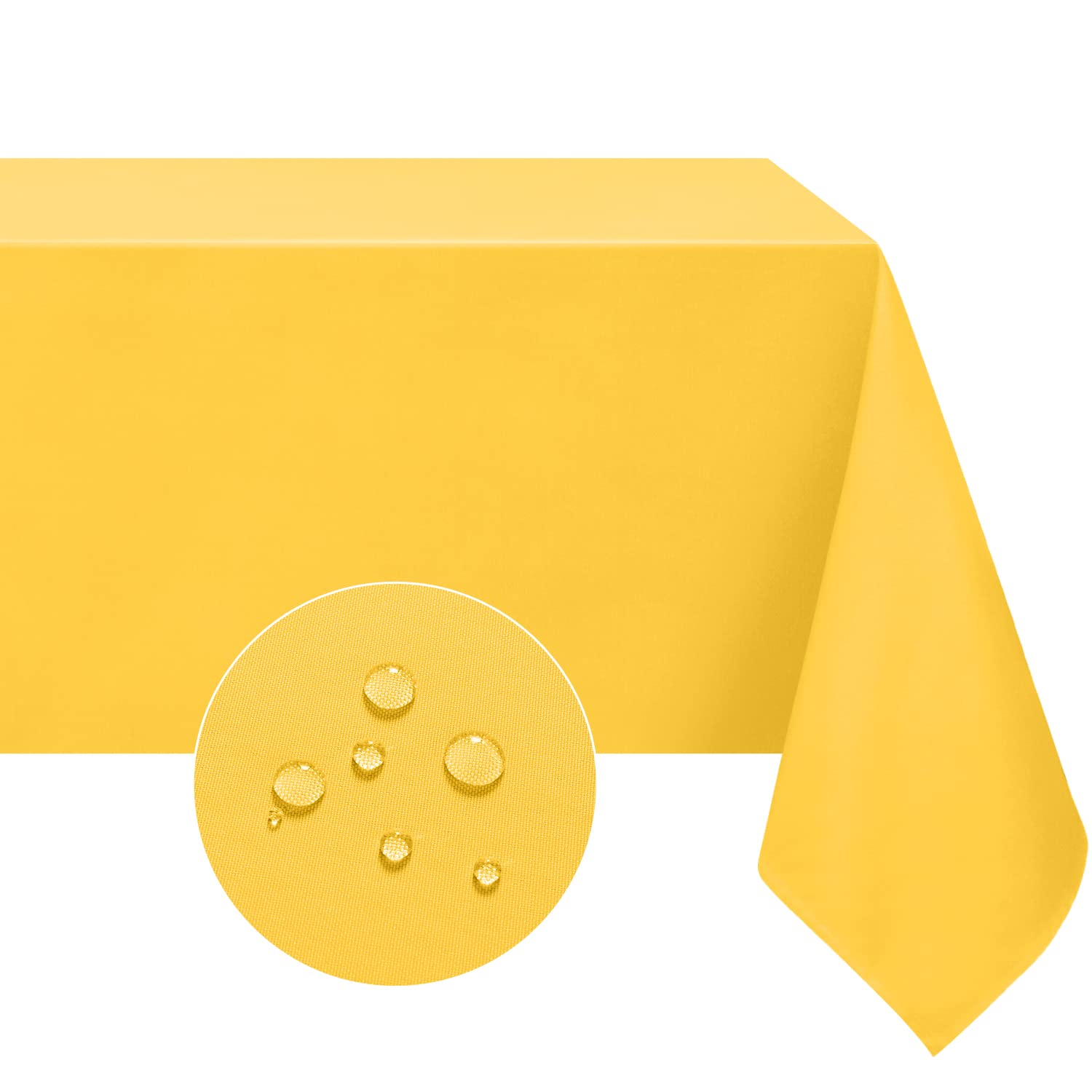 Photo 1 of Softalker Rectangle Tablecloth, Waterproof & Stain Resistant Table Cloths Wrinkle Free 210GSM Fabric Washable Polyester Table Cover for Spring/Party/Outdoor - 90 x 132 inch,Yellow