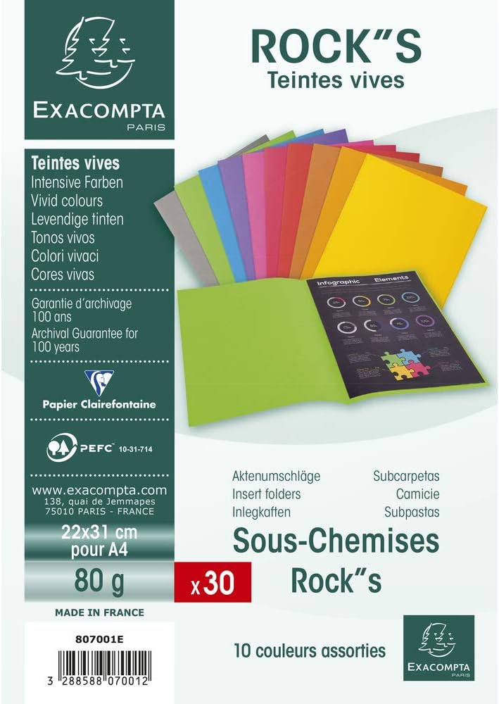 Exacompta, Ref 807001E, Rocks Square Cut Folder, 220 x 310mm in Size, Suitable for Holding A4 Documents - Image 3
