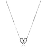 MORGAN & PAIGE .925 Sterling Silver Rhodium Plated Dainty Puffed Heart Necklace for Women - Elegant Dainty Necklace for Women, Hypoallergenic Sterling Silver Jewelry for Her, 18" Cable Chain