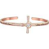 HOLLP Religious Jewelry Christian Cross Bracelet Psalm 46:5 Bible Verse God is Within Her She Will Not Fall Cross Bracelet Inspired Gift for Women Girl