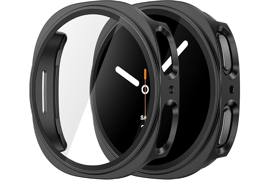 Misxi Case with Screen Protector for 44mm Galaxy Watch 9/8 | 2-Pack Cover with Tempered Glass for Samsung Galaxy Watch9/Watch8, Scratch Resistant Sensitive Touch Protection, Black