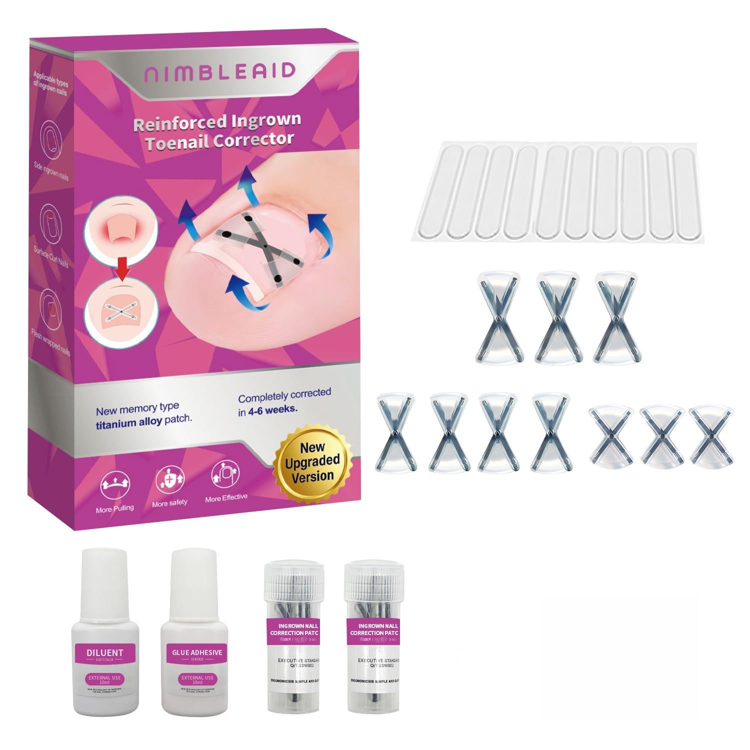 Photo 1 of 10 Patchs X-Shaped Upgrade Titanium Alloy Ingrown Toenail Corrector,At Home Ingrown Toenail Treatment for Man and Women,Ingrown Toenail Removal Kit,Curved Toenail Corrector (Small Size)