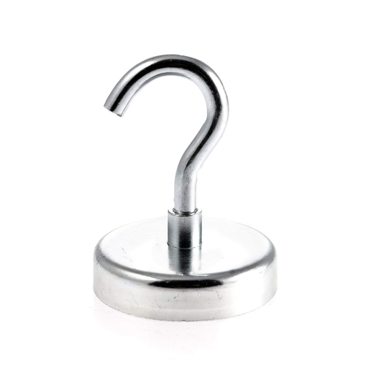 Magnetastico® | 1 Piece Neodymium N35 Hook Magnet 75 mm Ø | Extreme Holding Force 164.0 kilograms | 1 zinc Coated Ultra Strong Neodymium Magnetic Hook | Clamping Magnet & Pot Magnet with Hook