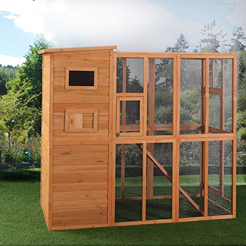 JAXPETY Cat Houses Cage for Outdoor Cats Enclosure Run Shelter Wooden