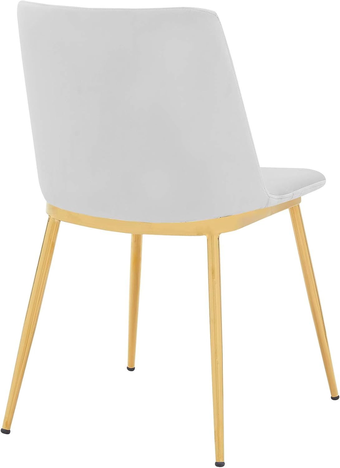 Armen Living Messina Modern Velvet and Gold Metal Leg Dining Room Chairs - Set of 2, White Grey - Chairs