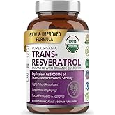 Purity Labs Trans-Resveratrol Supplement 5,000 mg Equivalent per Serving with Quercetin, USDA Organic High Potency Antioxidant, Vegan Capsules, 90 Count