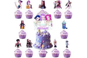 ZUOSEN Cute Cartoon Happy Birthday Cake Toppers Set with 24Pcs Cupcake Toppers, 1Pcs Happy Birthday Cake Topper, Movies Themed Birthday Party Supplies, Perfect for Party Decorations