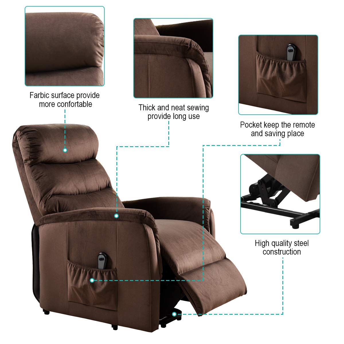Giantex Power Lift Chair Recliner for Elderly Soft and Warm Fabric
