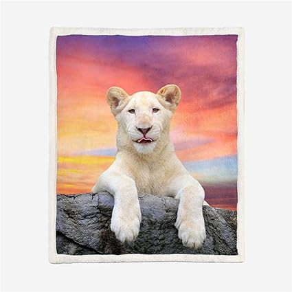 Couverture Polaire Plaid Lion Blanc Luxueux Mignon Double Face Douce Et Chaude Lit Canape Sherpa Polaire Couverture Pour Enfant Femme Couverture Chaude Et Douce En Peluche 150x0cm Amazon Fr Cuisine Maison