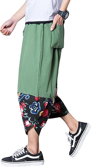 Amazon Debangni メンズ サルエルパンツ 袴パンツ 夏 九分丈 アラジンパンツ 無地 スプライス ユニセックス シンプル タイパンツ カジュアルパンツ ゆったり ファッション 大きいサイズ ロングパンツ 通販