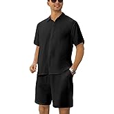 Lfggick Men's 2 Piece Outfits Summer Beach Short Sleeve Shirts and Shorts Vacation Outfits Shirt and Shorts Sets for Men