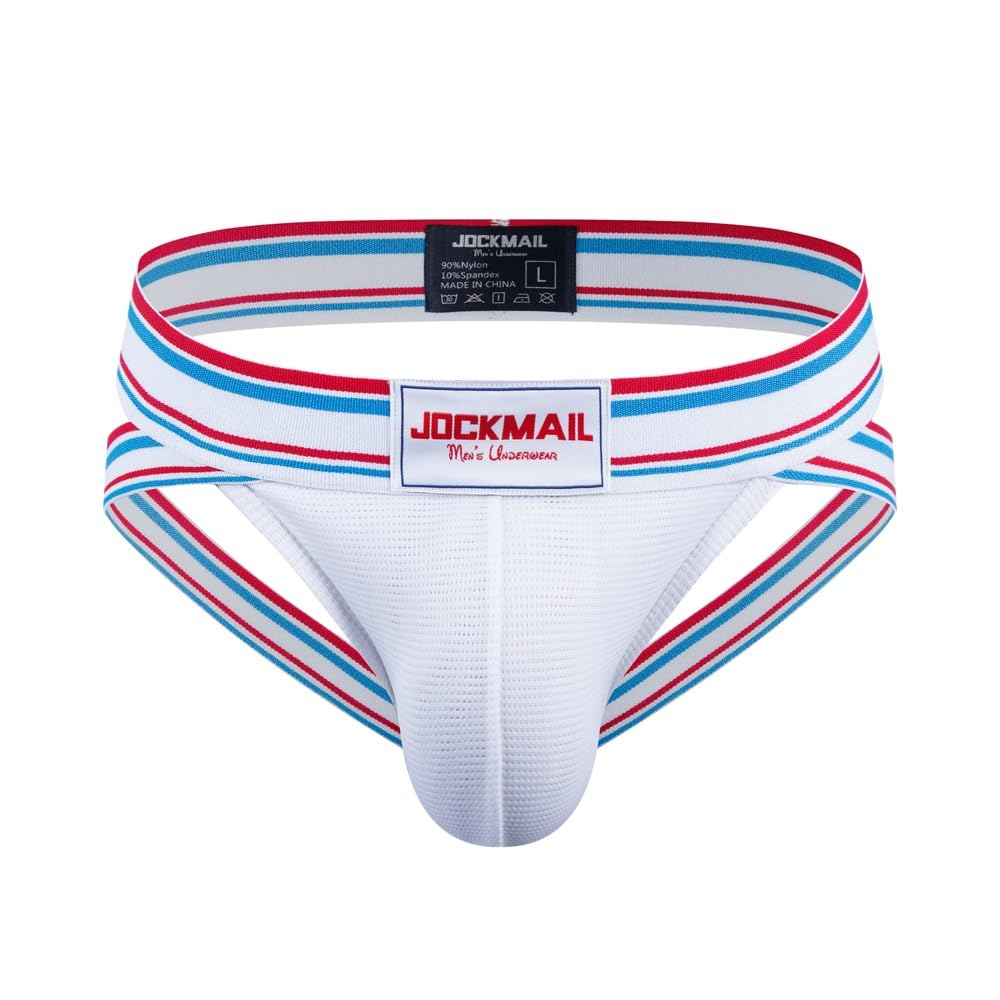 Photo 1 of JOCKMAIL Jockstrap Athletic Supporters for Men Jock Strap Male Underwear for Gym Sport White