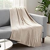 SERTA Cozy Plush Thick Fuzzy Super Soft Lightweight Throw Blanket for Bed, Couch, or Travel, Queen (90 in x 90 in), Taupe