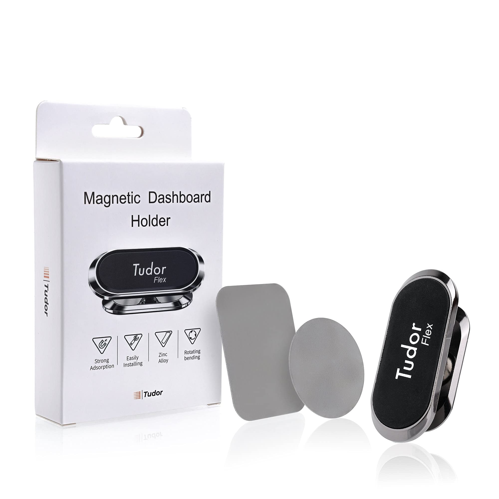 Car Mount Phone Holder Magnetic Dashboard, Sticks in Car or Van, Strong Universal Holder, 360 Rotatable Cradle Tilts, FREE Large Metal Plates, Glue Pad, For Apple iPhone Pro Max, Samsung, One Plus