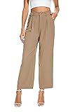 FUNYYZO Women Loose Pleated Front Cropped Pants