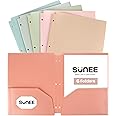 SUNEE 3 Hole Pocket Folders (6 Pack, Vintage Colors), Plastic Pocket Folders for 3 Ring Binder, 3-Hole Punched Folders with Pockets, for Kids, Students, Teachers, Office Staff