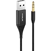 HVMLAK Bluetooth 5.3 Aux Car Adapter | Plug and Play, USB Powered, 80cm Braided Cable, Enhanced Microphone, Solid Metal Shell, Home Stereo Receiver 3.5mm Jack