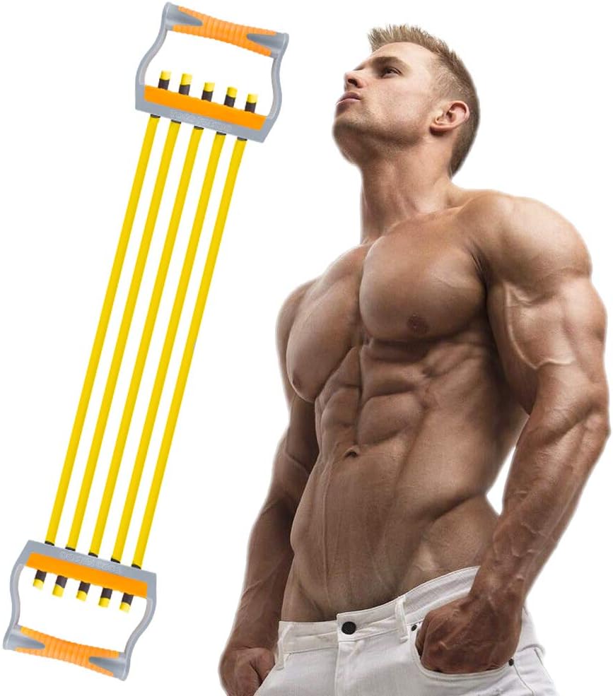 TOCO FREIDO Chest Expander, 5 Tubes Ajustable Arm Strength Trainer, Exercise Resistance Bands for Home Fitness Muscle Training (50lbs) : Sports & Outdoors