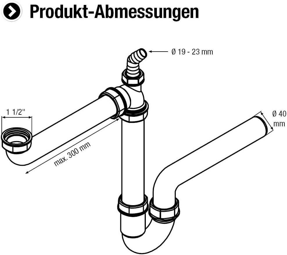 Cornat T353103R Sink Space-Saving Siphon 1 1/2 Inch x 40 mm Sanitary Installation/Recycled/Environmental Protection/Grey - Image 3