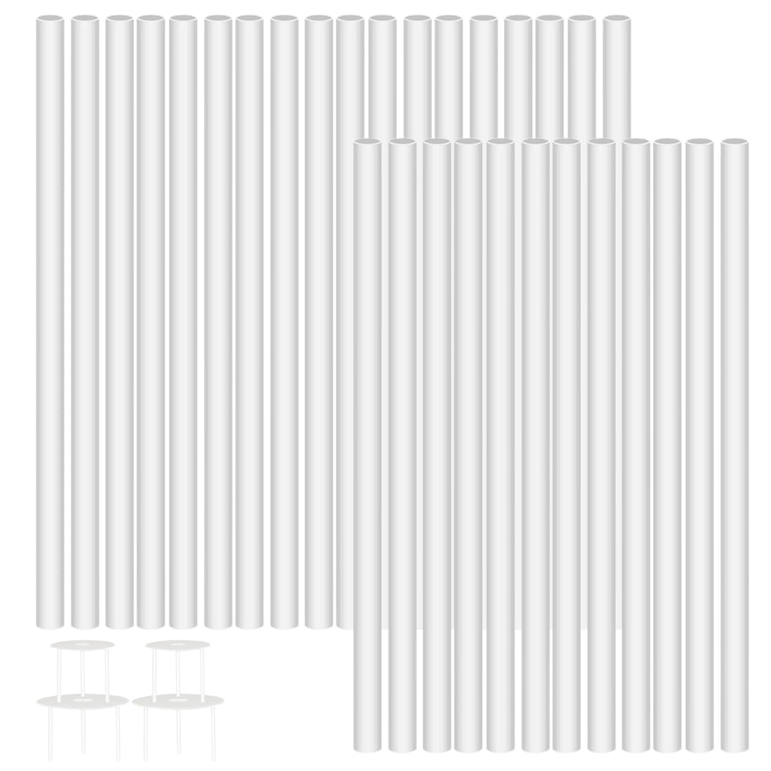 Plastic Cake Dowels, 30 PCS White Plastic Cake Supports Rods, Cake Dowels for Tiered Cakes, for Tiered Cake Construction and Stacking Supporting, 9.5 Inch 0.6 Inch Diameter