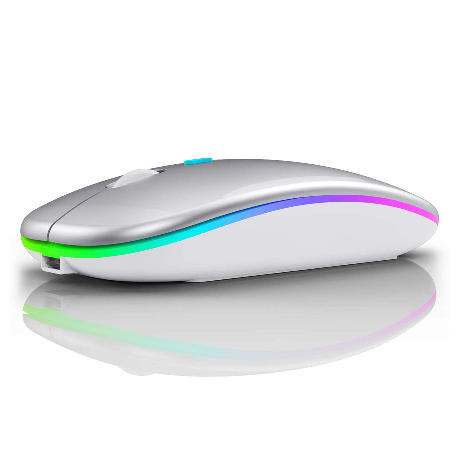 LiBO&HKBO Bluetooth Mouse Dual Mode 2.4Ghz Wireless Mouse, LED, Rechargeable, Mute button, Portable Optical Office Mouse, for PC, MacBook, Laptops, Windows, Mac OS, iPad OS