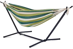 EchoSmile Double Hammock with Detachable Stand - 480 lbs Heavy Duty 2 Person Hammock Adjustable Hooks Indoor Outdoor Stand Hammock Durable Steel Frame - Green