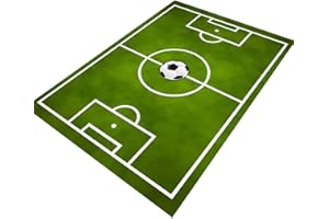 KEBEXXY Kids Rug Football Rug Soccer Field Rug Carpet for Boys Bedroom, Playmat Area Rugs for Kids Rooms,Childrens Non-Slip Basketball Rugs for Boys Girls Sports Room,Kids Rug 2.6X4 for Living Room Green