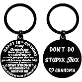 ENGZHI 18 Year Old Boys Birthday Gifts for Grandson from Grandma, Happy 18th Birthday Decorations Keychain for Him, Metal Engraved