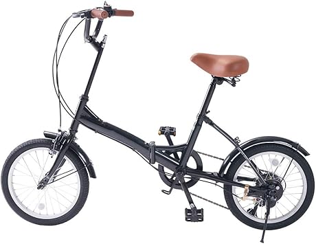 Amazon 折りたたみ自転車軽量16インチ可変速度折り畳み自転車小さくて軽いメンテナンスが簡単女性や高齢者に適しており短い旅行に最適 黒 Yywe 折りたたみ自転車