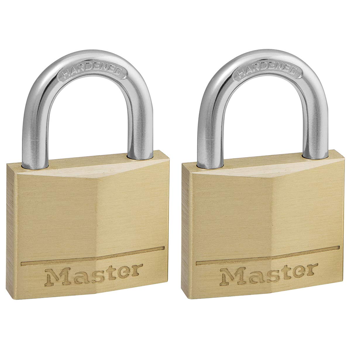 Master Lock 140EURT Pack of 2 Key Padlocks with Brass Body, Gold, 6 x 4 x 1,3 cm