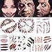 Halloween Tattoos Scar Tattoos - Face Forever Halloween Scary Tattoo Makeup Kit 3(Large)+6(Small) Pack Big Mouth Tattoo Cyborg Face Trauma Series Stapled Tattoo Waterproof Safty for Kids