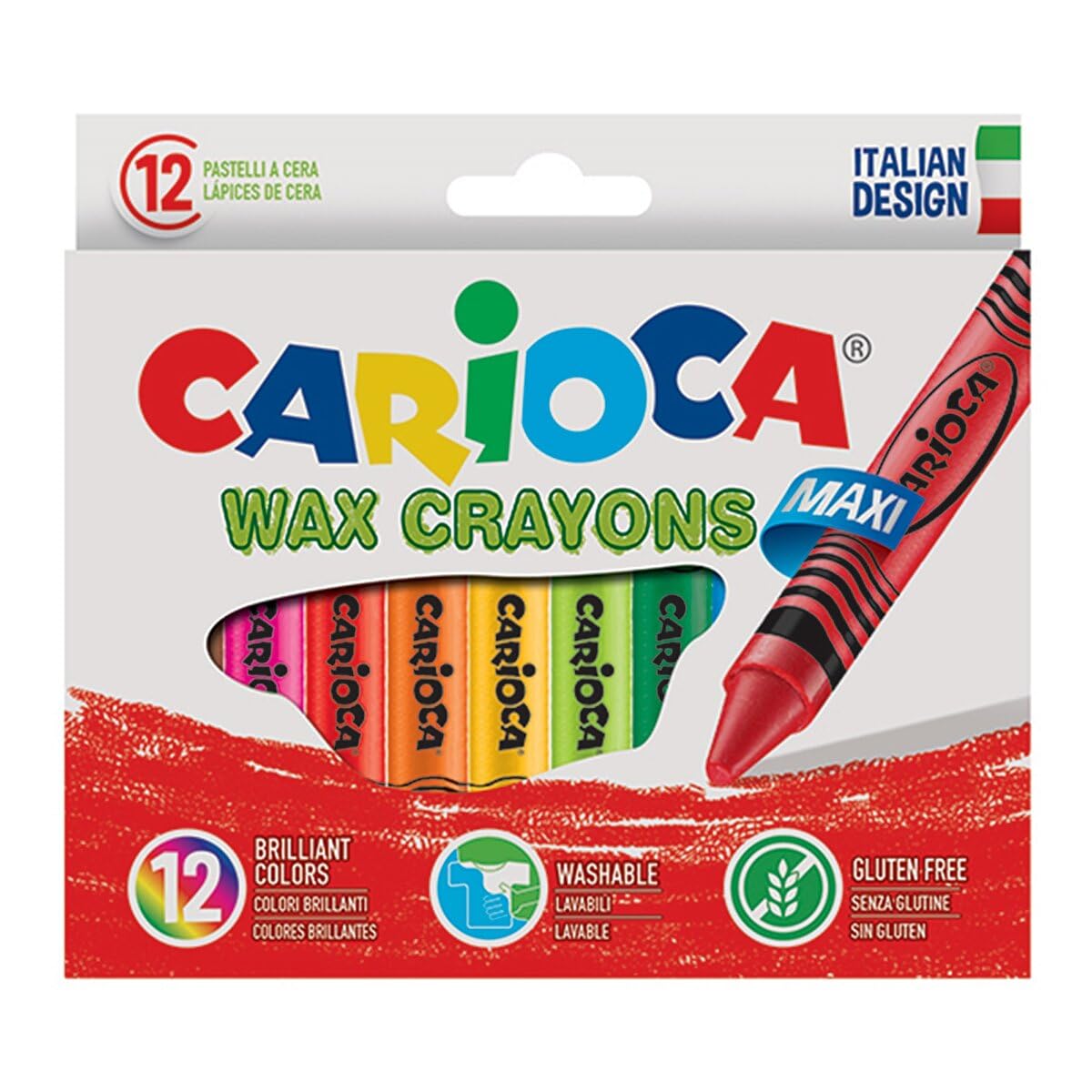CARIOCA Maxi Washable Wax Crayon (Pack of 12), C4742369