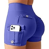 SEASUM Scrunch Butt Shorts for Women with Cargo Pockets Booty Lifting 4.5" No Front Seam Biker Workout Shorts