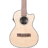 Kala KA-STGE-C Solid Spruce Mahogany Tenor Cutaway Ukulele, Natural w/EQ