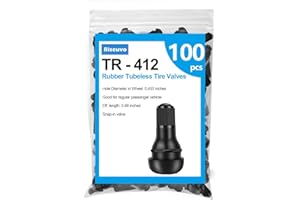 Riseuvo 100 Pcs TR412 Rubber Snap-in Tire Valve Stems - Tubeless 0.453" Rim Hole Fit for Cars, Trucks, Trailers, ATVs, Lawn M