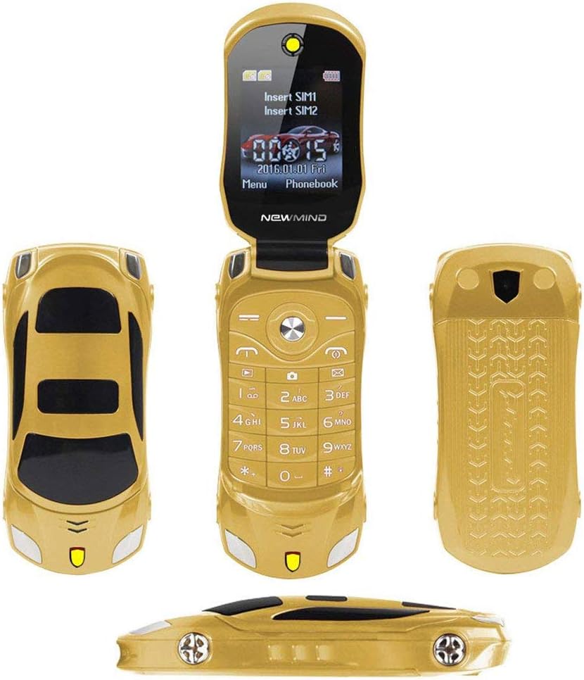 Peedeu GSM Unlocked flip Phone,Sports Car Model Mini Flip Phone Dual SIM Card Flashlight MP3 Backup Phone for Kids Students