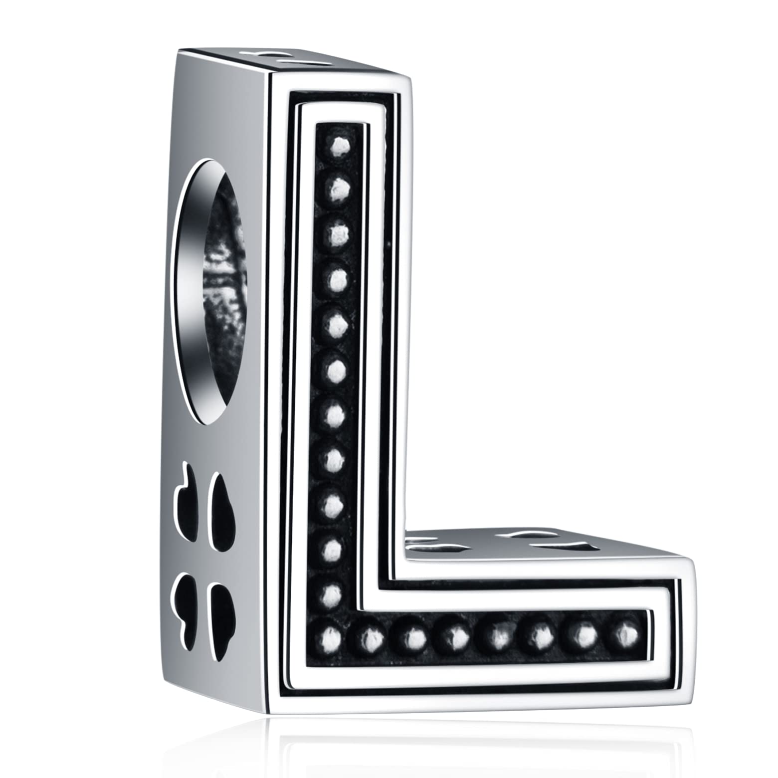 Letter L Charms, Initial L Alphabet Beads in Vintage 925 Sterling Silver, fits Pandora Charm Bracelet, Gift for Valentines/Wife/Lovers