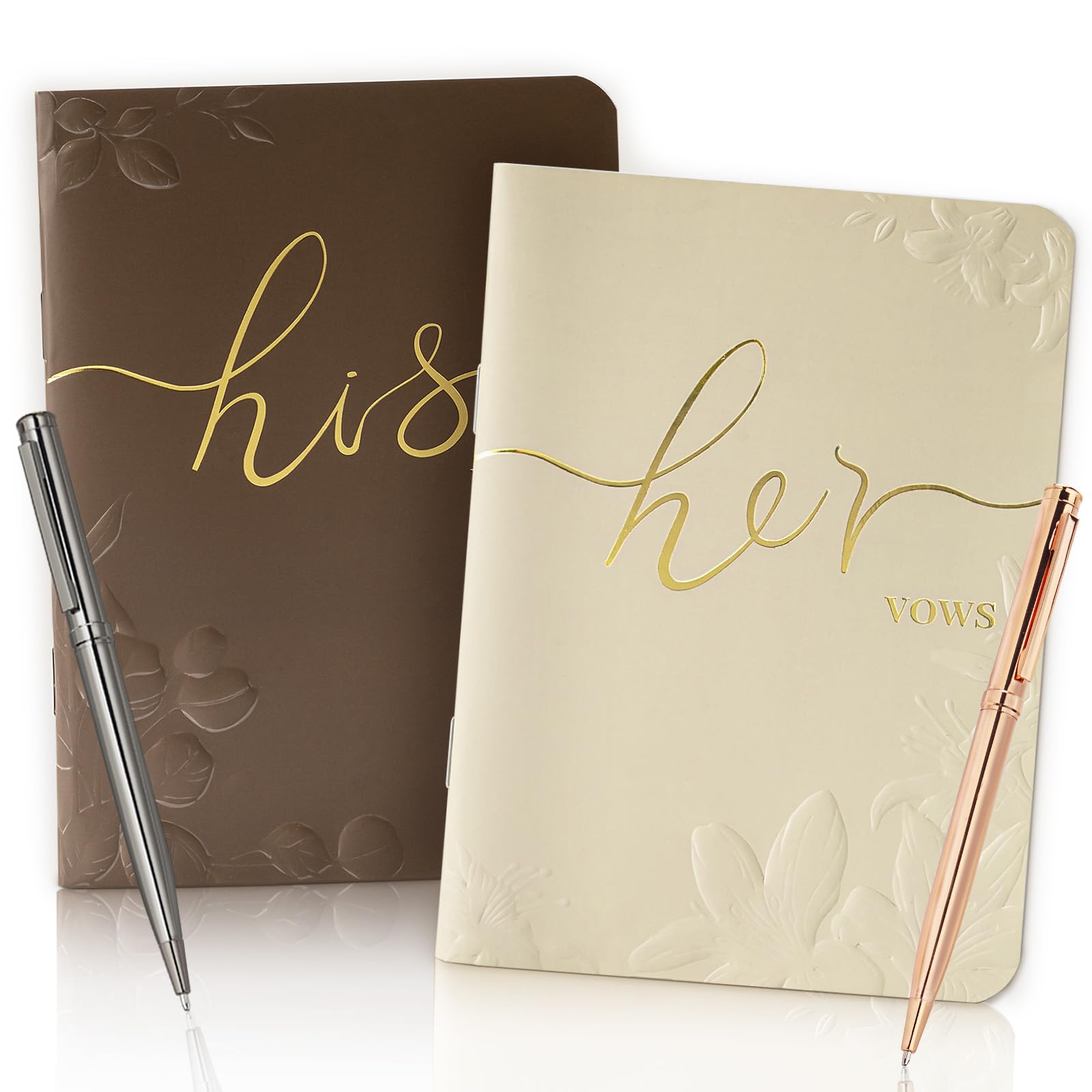 Photo 1 of ***PARTIAL SET, MISSING "HIS" BOOK*** 
WEMATE Vow Books His and Hers,Wedding Vow Book with Gold Foil and 2 Pens, Wedding Essentials, Beautiful Wedding Present Stuff - Brown and Apricot