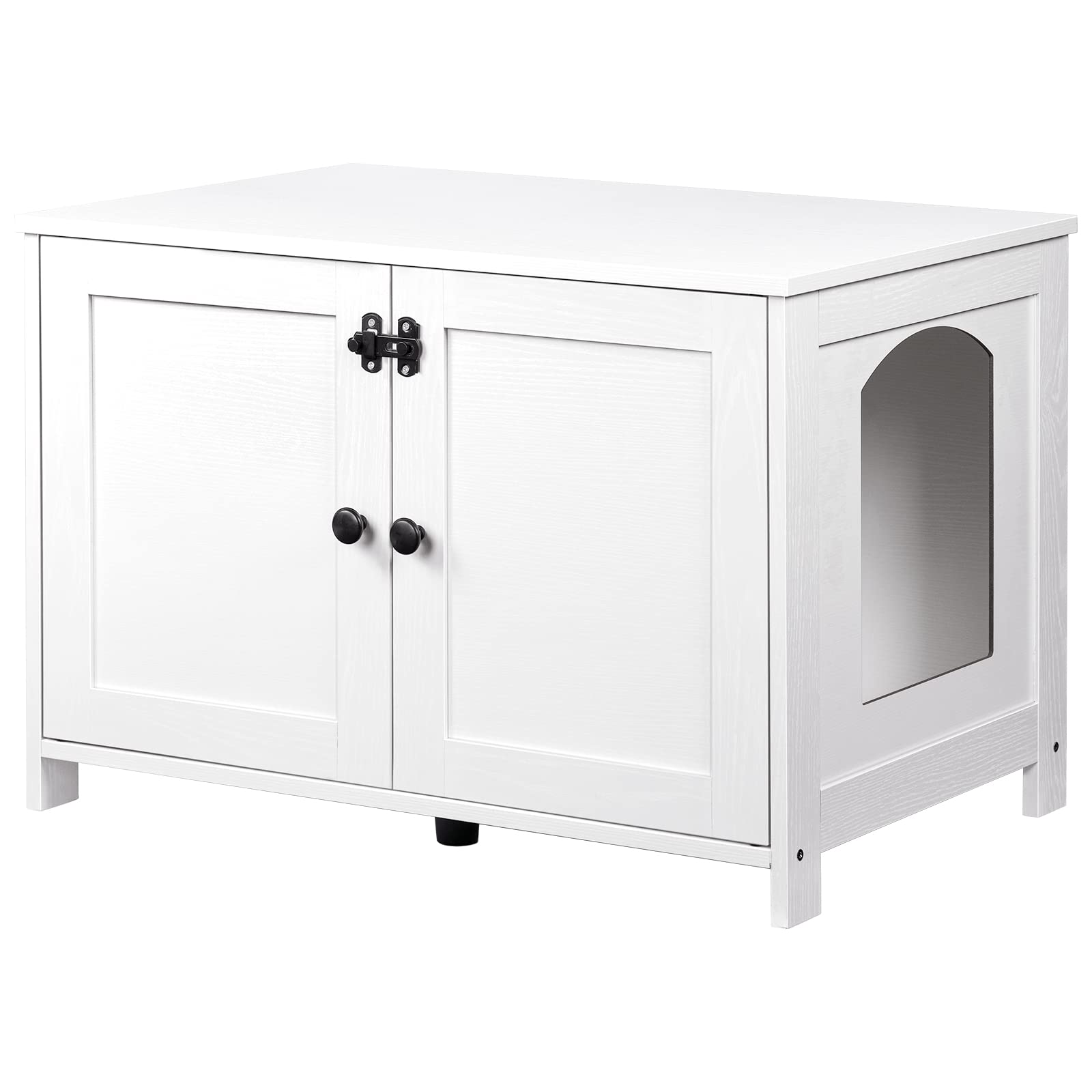 Photo 1 of ***DAMAGED -SELLING  AS PARTS ONLY*** 
HOOBRO Litter Box Enclosure, Cat Litter Box Furniture with Removable Divider, Large Hidden Litter Box Furniture, Wooden Cat House, End Side Table, 31" L x 17.5" W x 19.7" H, White WT03MW01G2