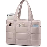 LOVEVOOK Tote Bag for Women, Large Puffer Work Tote Laptop Bag, Lightweight Travel Tote Bag with Zipper Gifts for Women