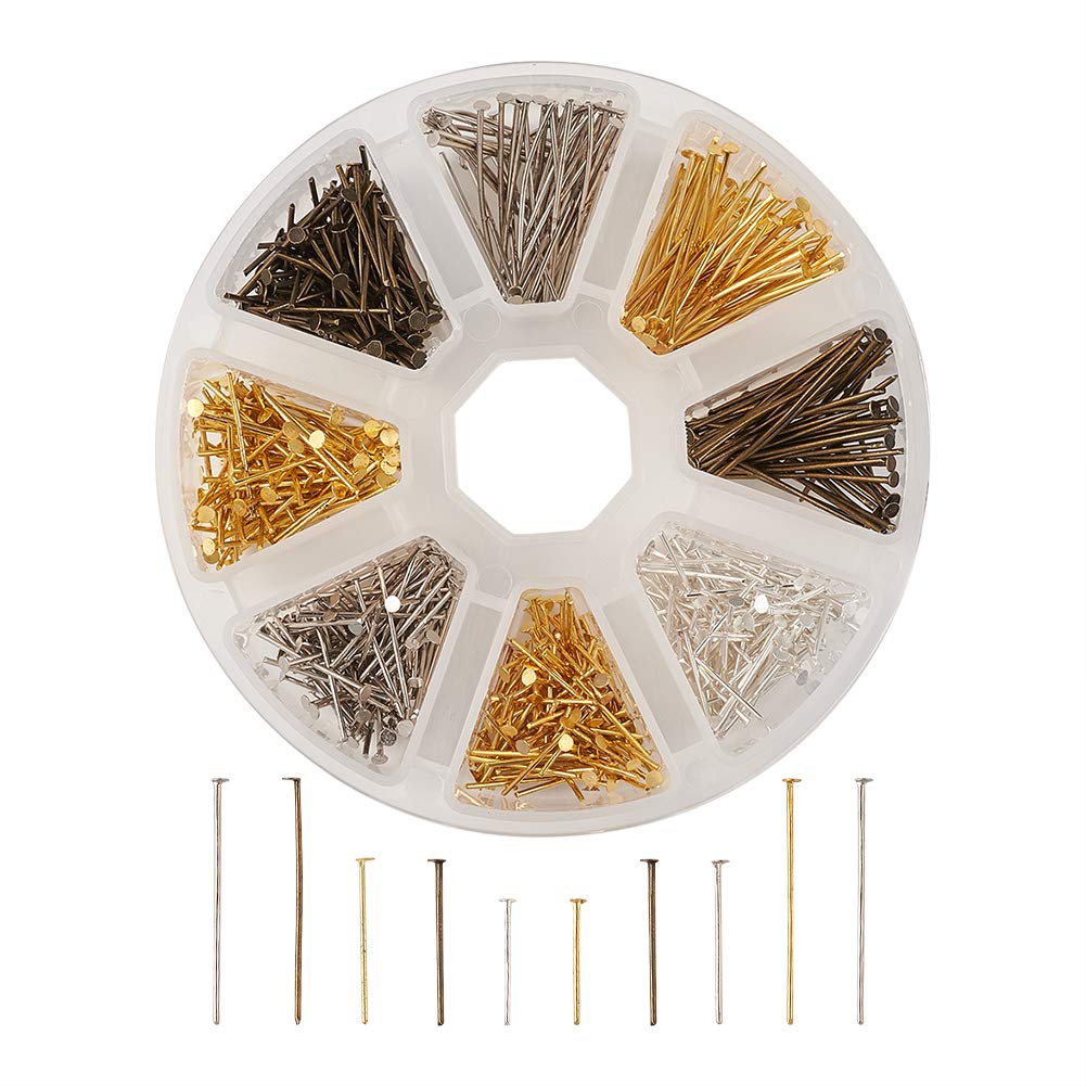Cheriswelry 650Pcs Flat Head Pins 16mm 20mm 30mm Wire Headpins Mixed Colors for Jewellery Earring Making